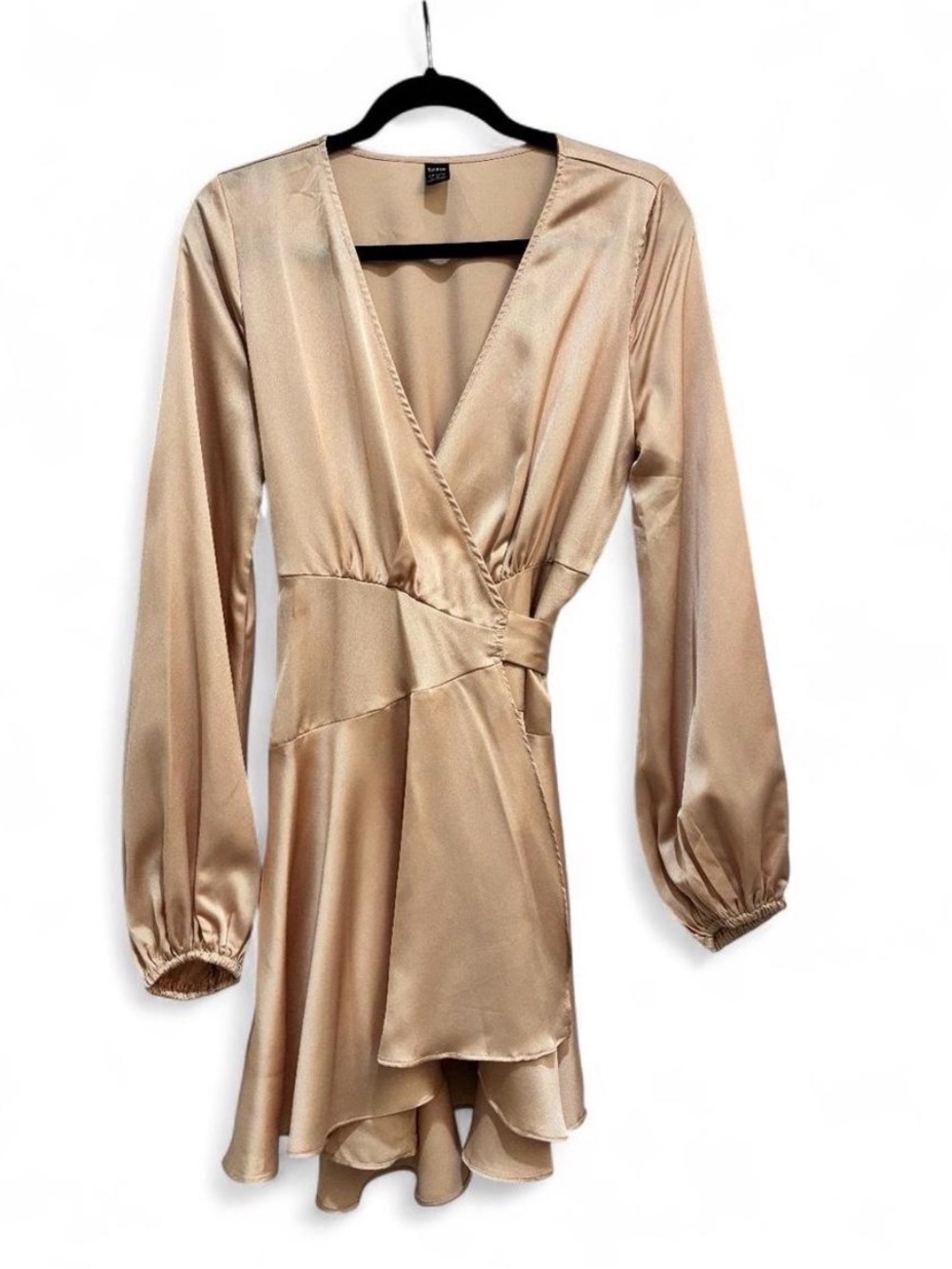SHEIN Gold satin wrap dress with side zipper #glamour #shein
